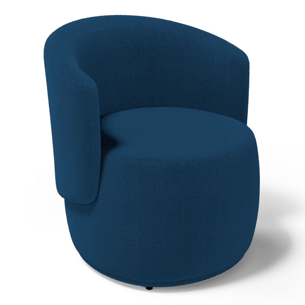 Poltrona Decorativa Aisha Orgânica Bouclê Azul Marinho - Abmaza