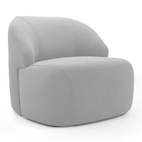 Poltrona Decorativa Living Kaya Orgânica Veludo Cinza Claro - Abmaza