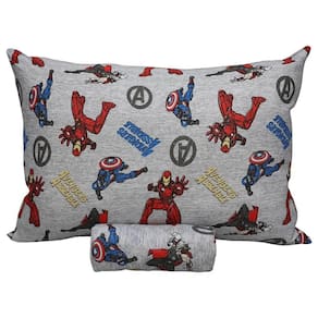 Jogo De Cama Portallar Solteiro Malha Mista Estampado Disney Marvel Assemble Avengers Shield 2 Pçs Cinza