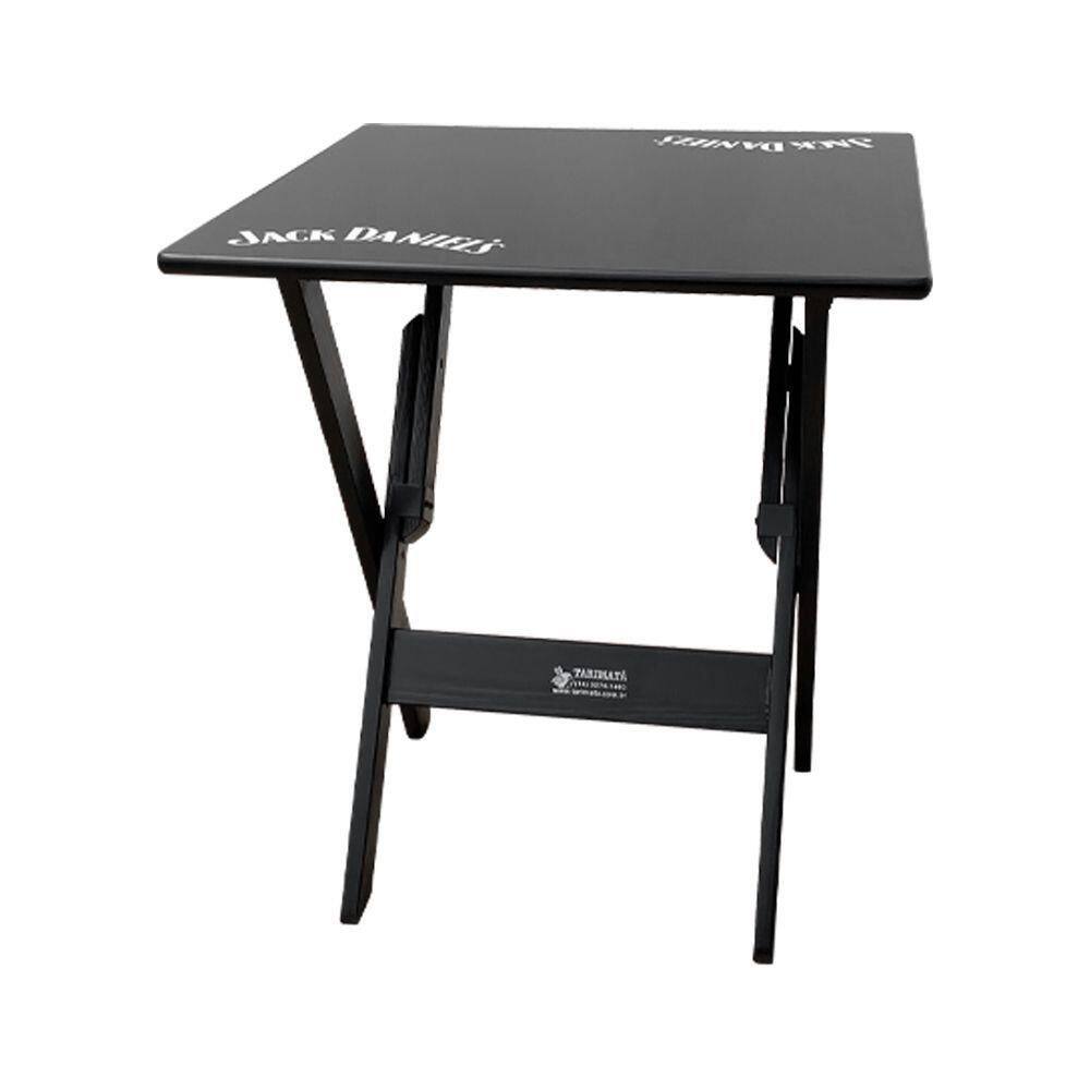Mesa Dobrável 70x70 Madeira Personalizada Jack Preta - Tarimatã