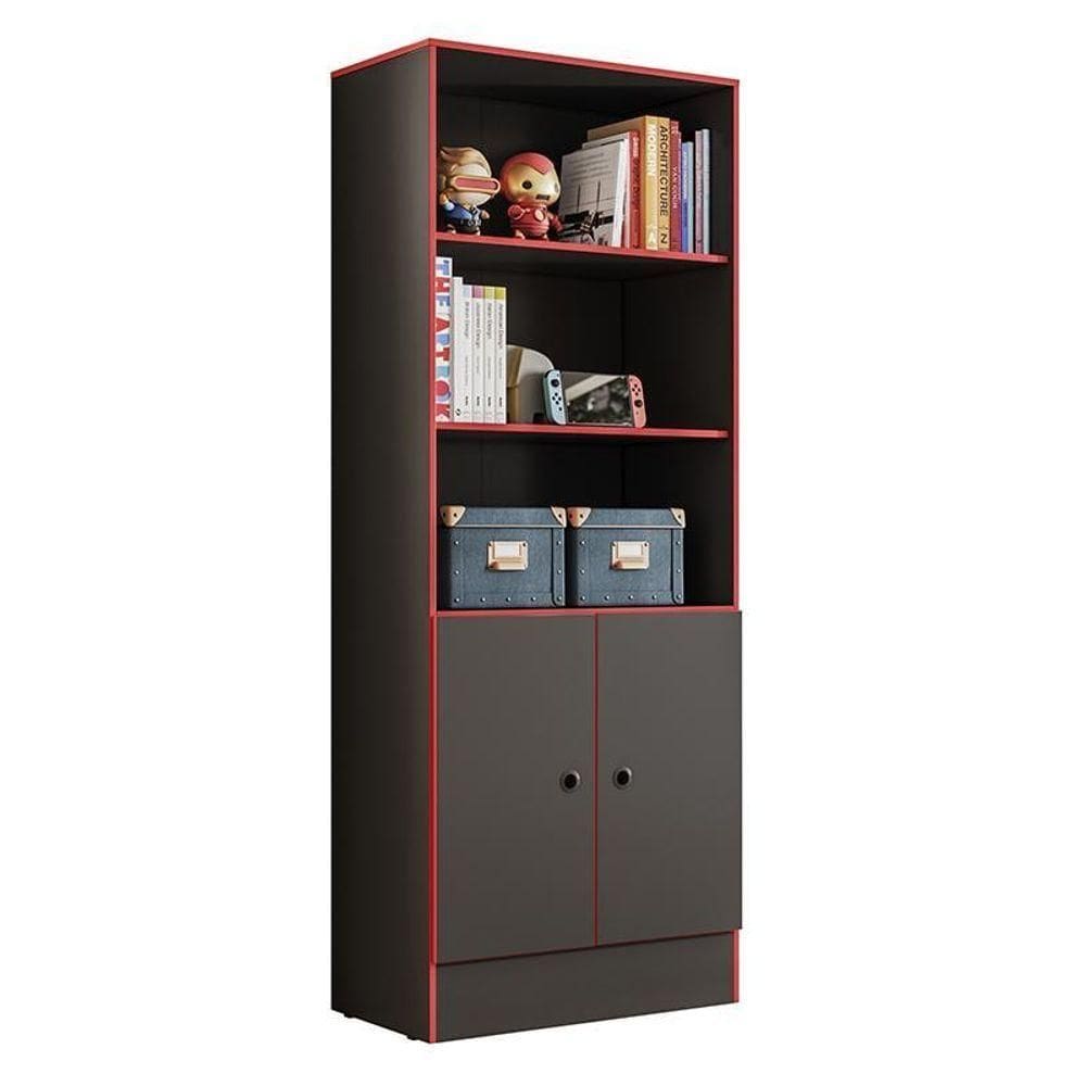 Armário Gamer 2 Portas Preto-vermelho - Qmovi Preto-vermelho