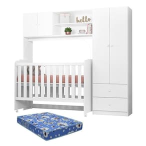 Conjugado Ternura Com Berço Amore Branco E Colchão Baby Physical - Peternella Móveis Branco