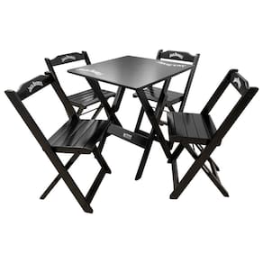 Conjunto Mesa Dobrável 60x60 Com 4 Cadeiras De Madeira Personalizada Jack Preta - Tarimatã