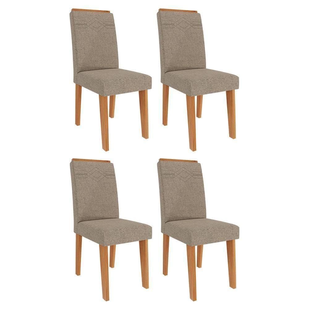 Conjunto 4 Cadeiras Taís Cinamomo-linho Bege - Cimol Móveis Cinamomo-linho Bege