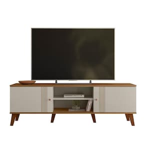 Rack Bancada Denver 160cm Off White-nature Para Até 65? - Peternella Móveis Off White-nature