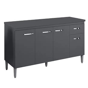 Balcão Pia Gabriela 150cm Cinza Com Tampo Mdp - Ajl Móveis Cinza