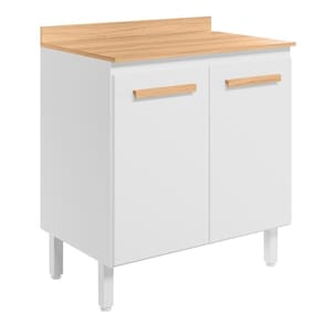 Balcão De Cozinha Intenza 80cm Branco Com Tampo Mdp - Nicioli Branco