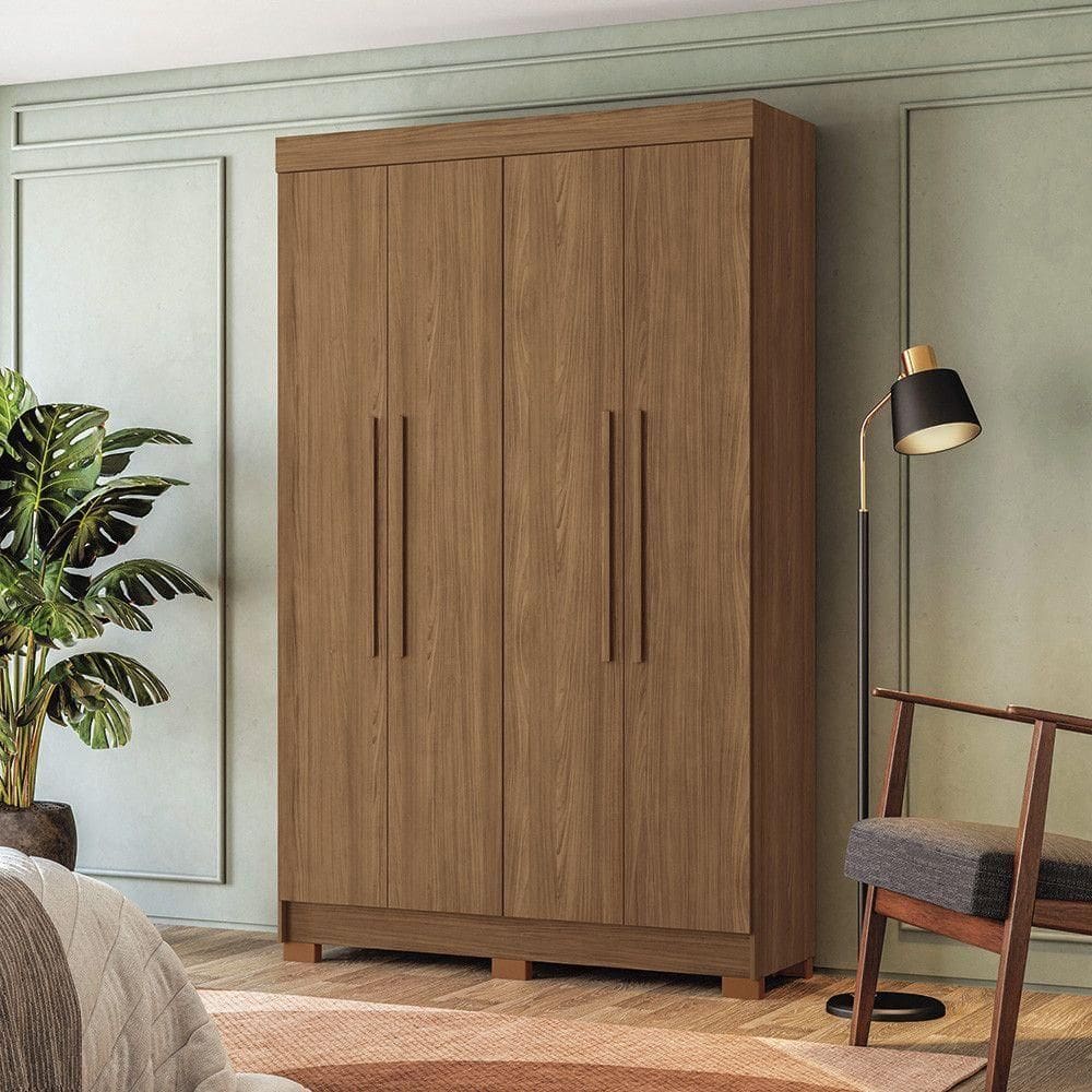 Guarda-roupa Casal 130cm 4 Pt 2 Gv Homero Estilo Mm Jatoba