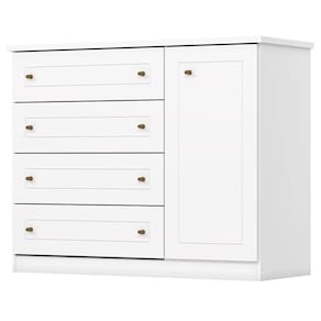 Comoda 1 Porta 4 Gavetas 126 Cm Americana Branco Henn