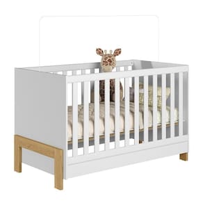 Jogo De Quarto Infantil Fantasia Guarda Roupa E Berço Mini Cama Branco Acetinado - Qmovi Branco Acetinado