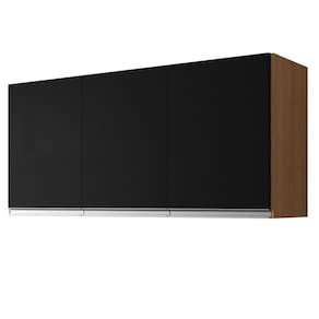 Armário Aéreo Andréia 120cm 3 Portas Amêndoa-preto - Ajl Móveis Amêndoa-preto
