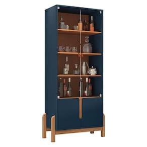 Cristaleira Lizz 4 Portas Azul Cobalto-cedro - Casa D Azul Cobalto-cedro