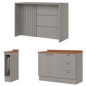 Bancada E Balcao Gourmet 146cm Ce817 Americana Cinza Nature Henn Cinza Nature