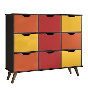 Nicho Organizador Retrô 1478 Com 9Gavetas Preto-colorido - Qmovi Preto-colorido
