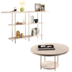 Aparador Intinity E Mesa De Centro Sky Com Tampo Em Mdf Off White - Hb Móveis Off White