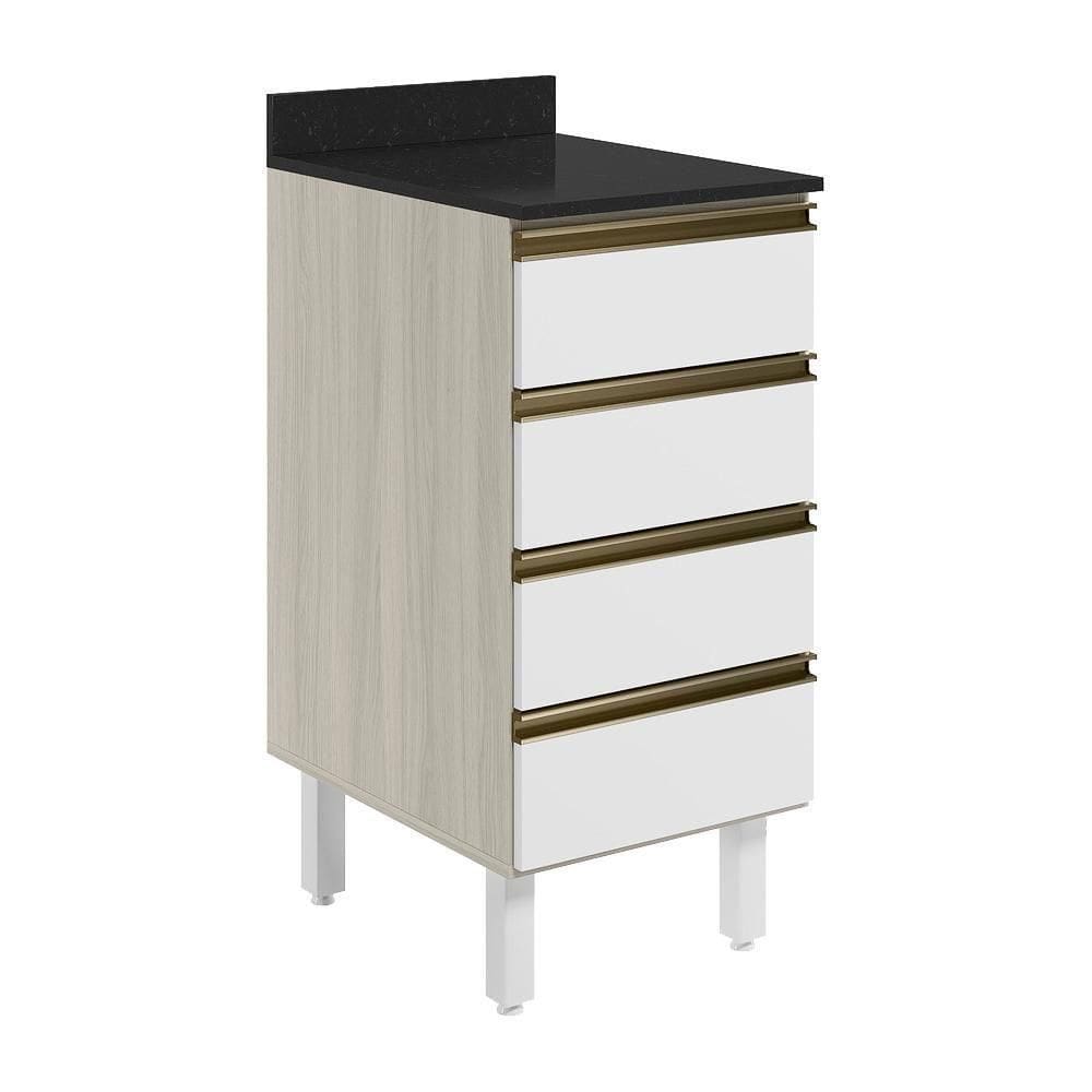 Balcao Com Tampo 4 Gavetas 40 Cm Mdf 16410 Bianco Toq Branco Uv Nicioli