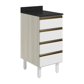 Balcao Com Tampo 4 Gavetas 40 Cm Mdf 16410 Bianco Toq Branco Uv Nicioli