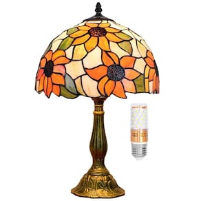 Candeeiro de mesa Blivuself Tiffany Stained Glass Girassol Amarelo