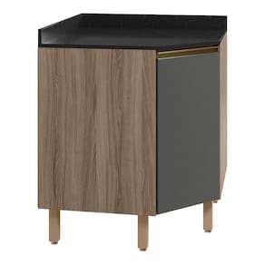 Balcao Canto Obliquo Tampo Mdf Kali 12222 Carvalho Toq Chumbo Nicioli