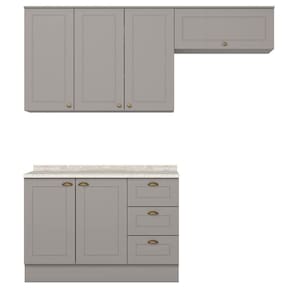 Cozinha Modulada 4 Portas Balcao Tampo 200 Cm Americana Cinza Calcare Henn