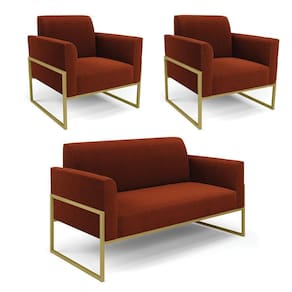 Namoradeira E 2 Poltronas Industrial Alta Dourado Marisa Bouclê Terra D03 - D`rossi