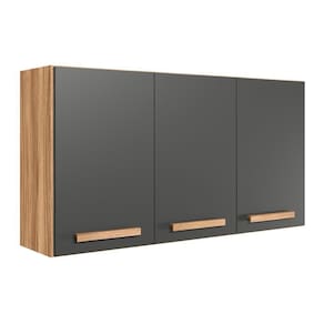 Armário Aéreo Intenza 120cm 3 Portas Freijó-chumbo - Nicioli Freijó-chumbo