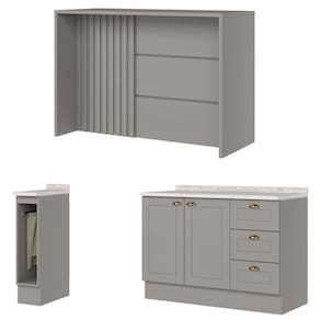 Bancada E Balcao Gourmet 146 Cm Ce817 Americana Cinza Calcare Henn
