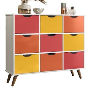 Nicho Organizador Retrô 1478 Com 9Gavetas Branco-colorido - Qmovi Branco-colorido