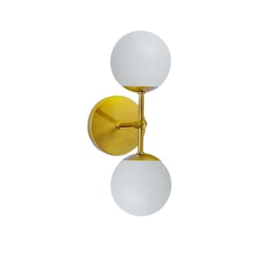 Arandela Moderna Jabuticaba Dourada 2 Globos Bola De Vidro L