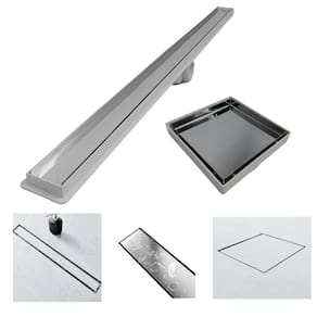 Kit Ralo Linear Banheiro 5x80 + Ralo 10x10 Inox Oculto Branco Box Lavabo Dentro e Fora