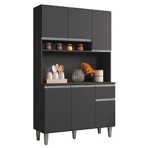 Kit Cozinha Compacta Márcia 105cm Com 6 Portas e 1 Gaveta Cinza Escuro - Abmaza