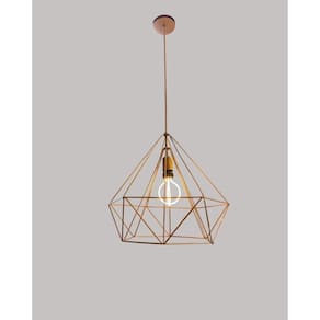 Lustre Pendente Diamante Aramado Cobre RoseBivolt E27