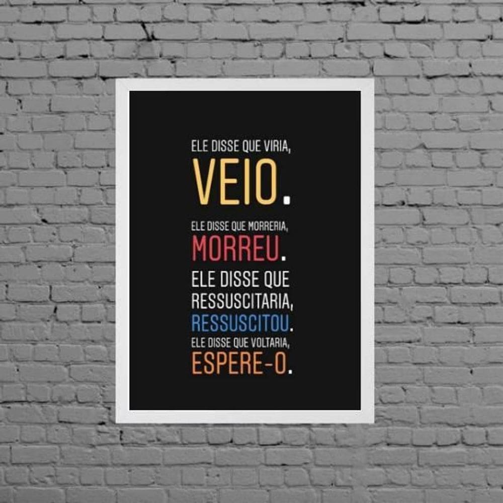 Quadro Decorativo Jesus 45x34cm - Vidro e Moldura Branca