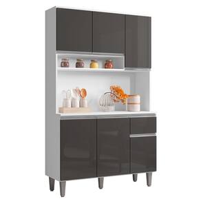 Kit Cozinha Compacta Márcia 105cm Com 6 Portas e 1 Gaveta Branco Cinza Escuro - Abmaza