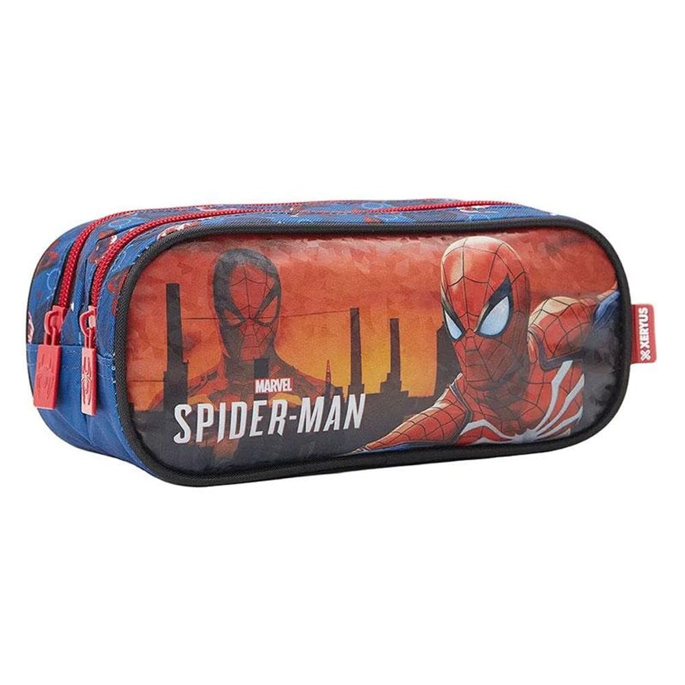 Estojo Escolar Infantil Duplo Spider Man 13355 Azul - Xeryus