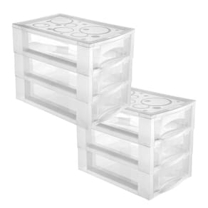 Kit 2 Gaveteiro Médio Organizar Com 3 Gavetas Transparente