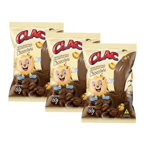 Pipoca Caramelizada Clac Cobertura Chocolate 60g - 3 Unid