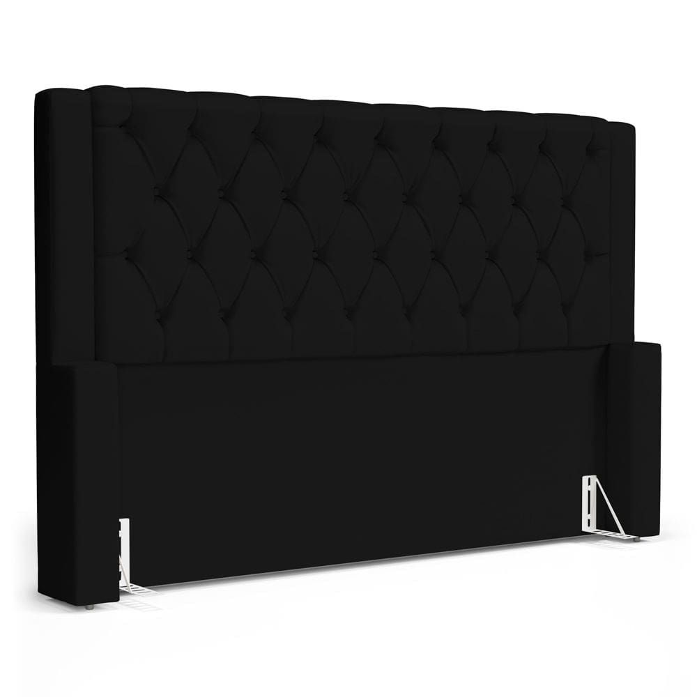 Cabeceira Atena Para Cama Box King Size 195cm Capitonê com Frame Suede Preto - Abmaza