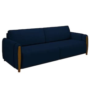 Sofá 3 Lugares 223cm Pés Madeira Amaranto M22 Veludo Azul Marinho - Mpozenato