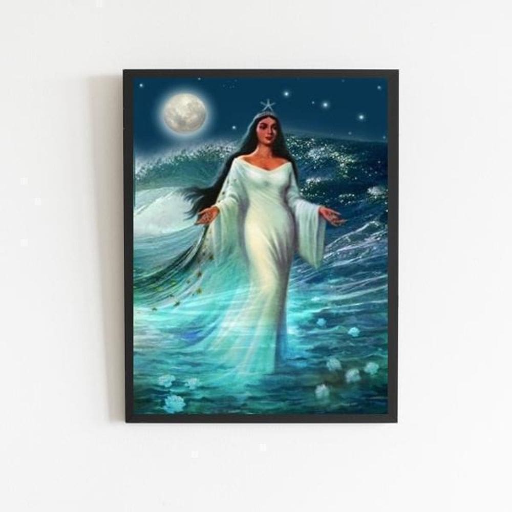 Quadro Decorativo Umbanda Iemanjá 45X34Cm Preta