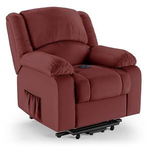Poltrona Do Papai Reclinável Pietra Elevação Lift Elétrico Fh9 Pu Vermelho - Mpozenato