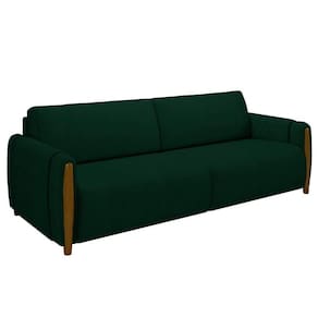 Sofá 3 Lugares 223cm Pés Madeira Amaranto M22 Veludo Verde - Mpozenato