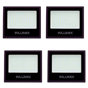 Kit 4 Refletor Holofote De Led 50W Branco Frio 6500K Preto