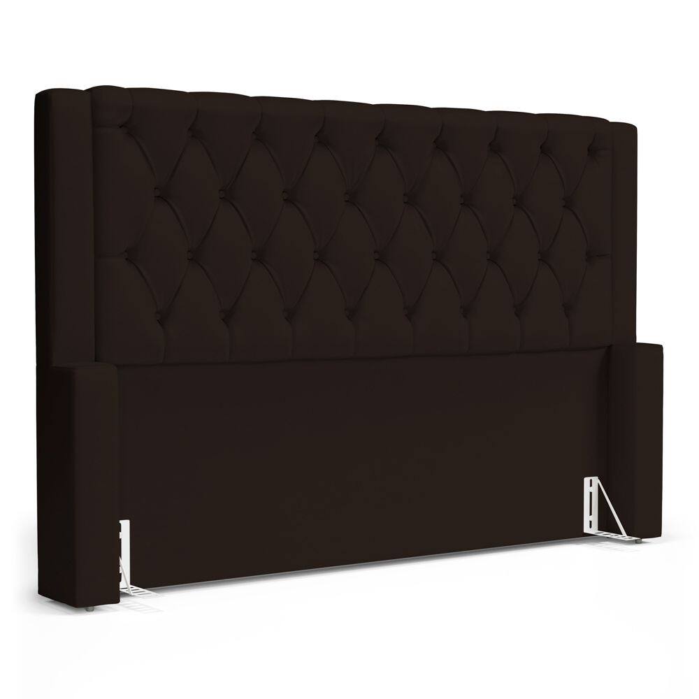 Cabeceira Atena Para Cama Box King Size 195cm Capitonê com Frame Suede Marrom - Abmaza