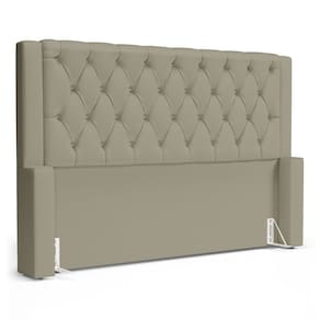 Cabeceira Atena Para Cama Box King Size 195cm Capitonê com Frame Veludo Bege - Abmaza