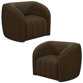 Kit 2 Poltronas Decorativa Para Sala 112cm Meris M22 Veludo Marrom - Mpozenato