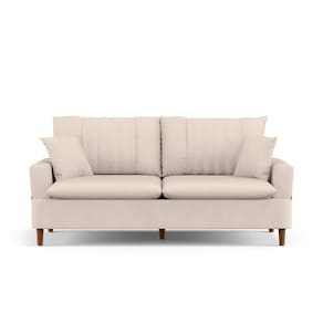 Sofá Living 2 Lugares 160cm Com Almofadas Veras D05 Suede Bege Claro - Mpozenato