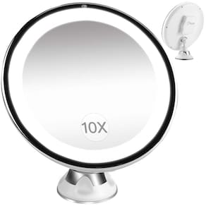 Espelho Led Aumento 10X Luminaria Giratorio Com Ventosa Para Banheiro Maquiagem Barba Parede Mesa Iluminacao Profissiona
