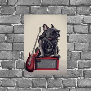 Placa Decorativa Bulldog Francês Rock 18X27Cm