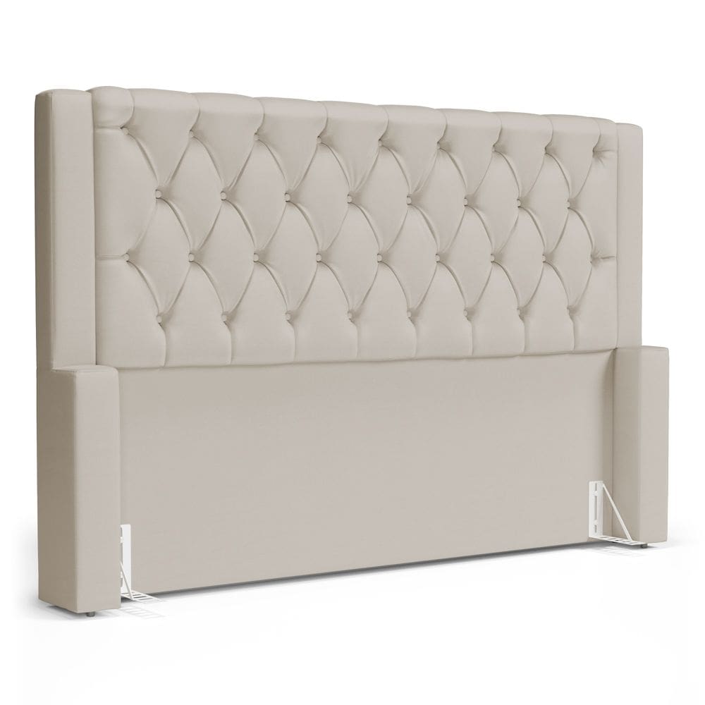 Cabeceira Atena Para Cama Box Casal Padrão 140cm Capitonê com Frame Suede Bege Claro - Abmaza